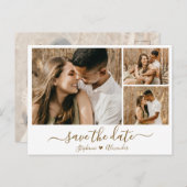 金ゴールド書道写真Save The Date招待状 インビテーションポストカード (正面/裏面)