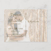 金ゴールド書道写真Save The Date招待状 インビテーションポストカード (裏面)