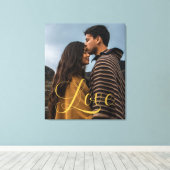 金ゴールド書道台本カップル写真 キャンバスプリント (インサイチュ (ウッドフロア))
