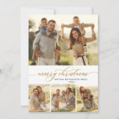 金ゴールド書道台本4フォトコラージクリスマス シーズンカード (正面)