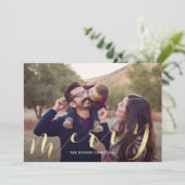 金ゴールド書道大写真メリークリスマスカード シーズンカード (スタンド正面)