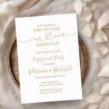 金ゴールド書道婚約パーティ招待状