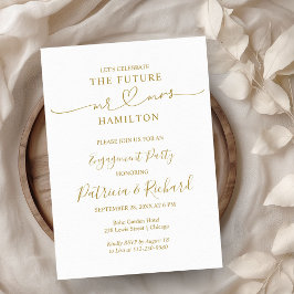 金ゴールド書道婚約パーティ招待状 案内状