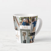 金ゴールド書道家写真コラージュ カフェラテマグ (右アングル)