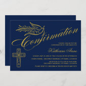 金ゴールド書道確認クロスと鳩 招待状 (正面/裏面)