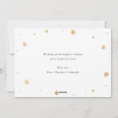 金ゴールド書道雪片写真メリークリスマス シーズンカード (裏面)