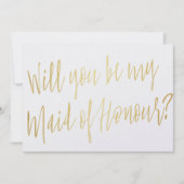 金ゴールド書道「私のメイド・オブ・オーナー（花嫁付き添い人）」 招待状 (正面)