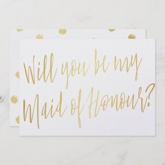 金ゴールド書道「私のメイド・オブ・オーナー（花嫁付き添い人）」 招待状 (正面/裏面)
