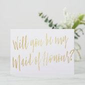 金ゴールド書道「私のメイド・オブ・オーナー（花嫁付き添い人）」 招待状 (スタンド正面)