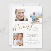 金ゴールド書3光愛の記憶の葬儀の写真 招待状 (正面)