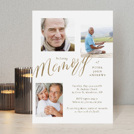 金ゴールド書3光愛の記憶の葬儀の写真 招待状