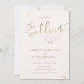 金ゴールド書 |アイボリー結婚式招待状 招待状 (正面)