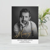 金ゴールド書Photo In Loving Memory葬式 招待状 (スタンド正面)