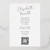 金ゴールド書QRコード写真の日付の保存 箔招待状 (裏面)