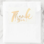 金ゴールド書Thank You Dots on White フェイク Foil 長方形シール (バッグ)