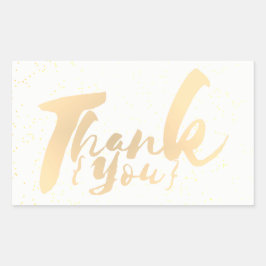 金ゴールド書Thank You Dots on White フェイク Foil 長方形シール