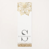 金ゴールド曼荼羅モノグラム名前をカスタムするグリッター ヨガマット (正面)