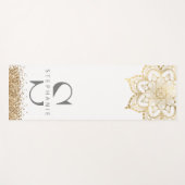 金ゴールド曼荼羅モノグラム名前をカスタムするグリッター ヨガマット (正面(横))