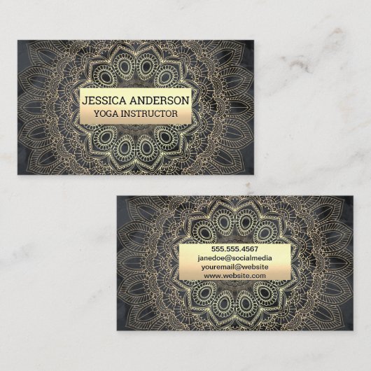 金ゴールド曼荼羅模様 名刺 (正面/裏面)