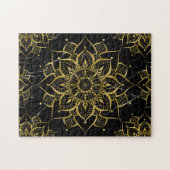 金ゴールド曼荼羅黒大理石ヨガ禅 ジグソーパズル (横)