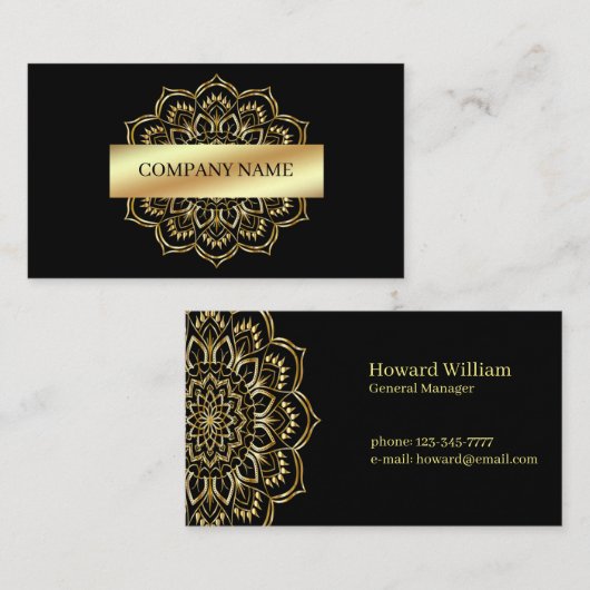 金ゴールド曼荼羅（黒） 名刺 (正面/裏面)
