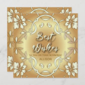 金ゴールド最高のエレガントフローラのご希望 招待状 (正面/裏面)