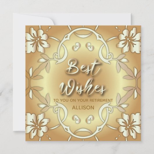 金ゴールド最高のエレガントフローラのご希望 招待状 (正面)