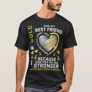 金ゴールド最高の友人小児癌認識度リボン Tシャツ