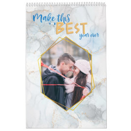 金ゴールド最高の大理石の年の写真の塗りつぶし カレンダー