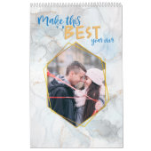 金ゴールド最高の大理石の年の写真の塗りつぶし カレンダー (カバー)