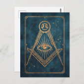 金ゴールド月の星すべて目のタロット青い遭難 ポストカード (正面/裏面)