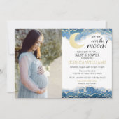 金ゴールド月の赤ちゃんのシャワー写真の招待 招待状 (正面)