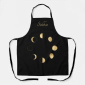 金ゴールド月パーソナライズされた相 エプロン (正面)