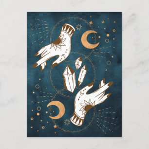 金ゴールド月相の結晶henna tattoo青 ポストカード