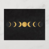 金ゴールド月相ブラックテクスチャ背景 ポストカード (正面)