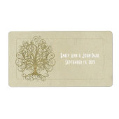 金ゴールド木目ドット上の旋回木の日付を保存 ラベル (正面)