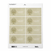 金ゴールド木目ドット上の旋回木の日付を保存 ラベル (フルシート)