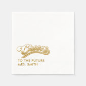 金ゴールド未来のミセスモダンブライダルシャワー スタンダードカクテルナプキン (正面)