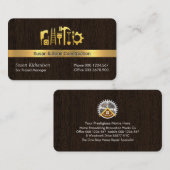 金ゴールド材木層の上の手作りツール 名刺 (正面/裏面)