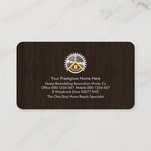 金ゴールド材木層の上の手作りツール 名刺 (裏面)