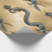 金ゴールド東中国の辰年 ラッピングペーパー (角)