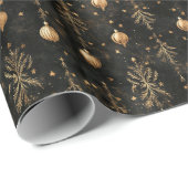 金ゴールド松とオーナメントクリスマス ラッピングペーパー (ロールコーナー)