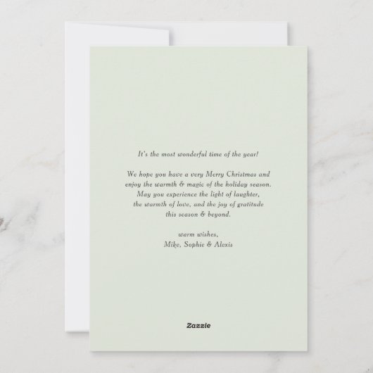 金ゴールド松の針リースメリークリスマスフォト シーズンカード (裏面)