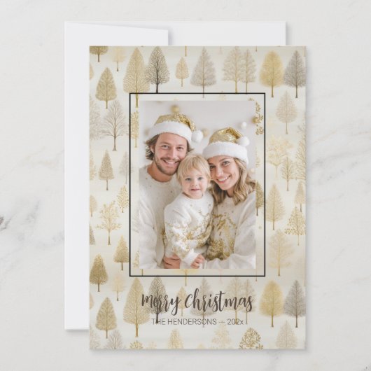 金ゴールド松木銀写真クリスマスカード シーズンカード (正面)