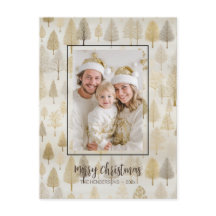 金ゴールド松木銀写真クリスマスハガキ