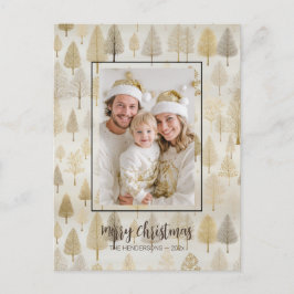 金ゴールド松木銀写真クリスマスハガキ シーズンポストカード