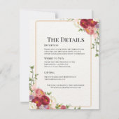 金ゴールド枠かわいらしと花結婚の詳細カード 招待状 (正面)