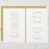 金ゴールド枠とイニシャルの折り畳み式結婚式 (正面/裏面)
