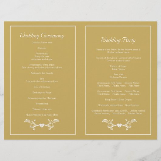 金ゴールド枠とイニシャルの折り畳み式結婚式 (裏面)