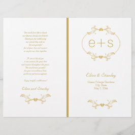 金ゴールド枠とイニシャルの折り畳み式結婚式